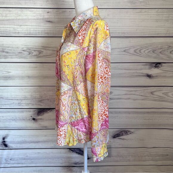 Rose + Olive Multicolor Patterned Long Sleeve Button Down Shirt - Picture 5 of 10